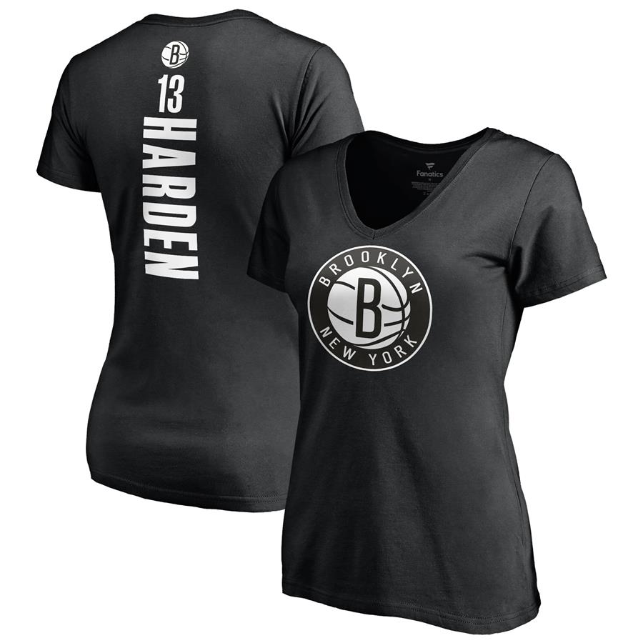 James Harden Brooklyn Nets Fanatics Branded Women's Playmaker Name & Number V-Neck T-Shirt - Black