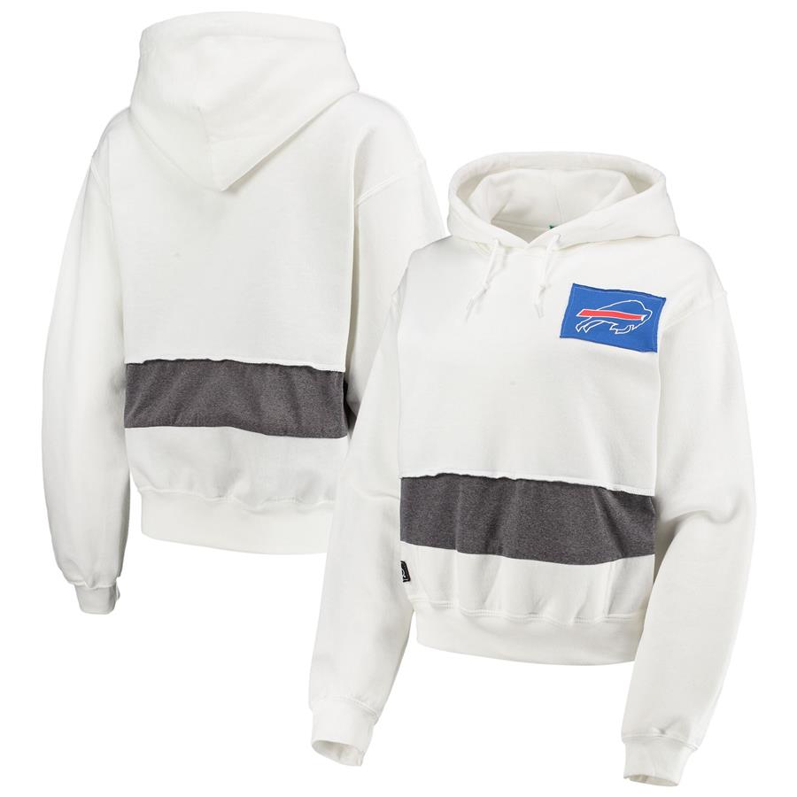 Buffalo Bills Refried Apparel Women's Sustainable Crop Dolman Pullover Hoodie - White