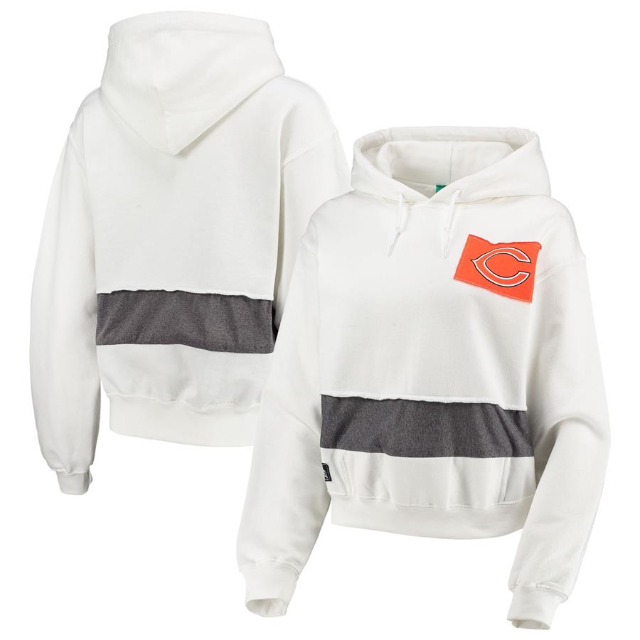 Chicago Bears Refried Apparel Women's Sustainable Crop Dolman Pullover Hoodie - White