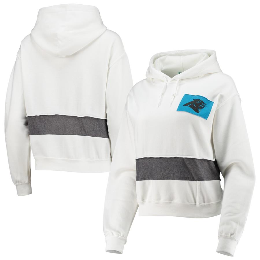 Carolina Panthers Refried Apparel Women's Sustainable Crop Dolman Pullover Hoodie - White