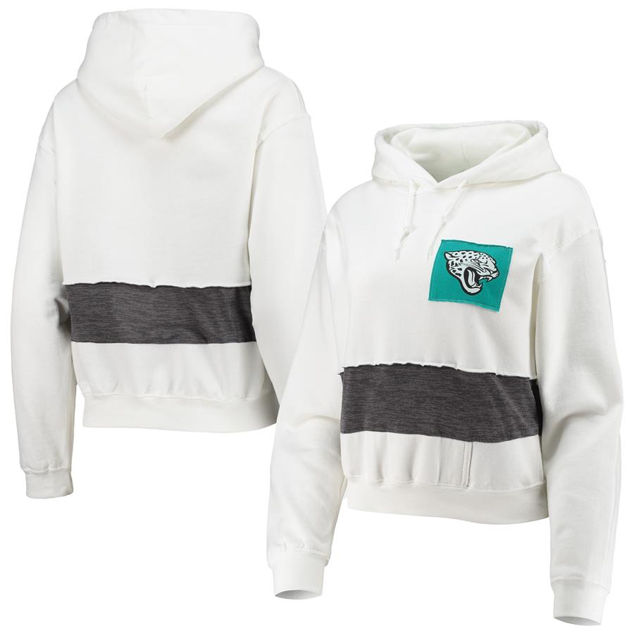 Jacksonville Jaguars Refried Apparel Women's Sustainable Crop Dolman Pullover Hoodie - White
