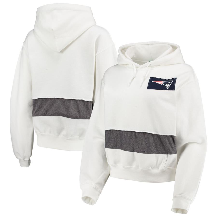 New England Patriots Refried Apparel Women's Sustainable Crop Dolman Pullover Hoodie - White