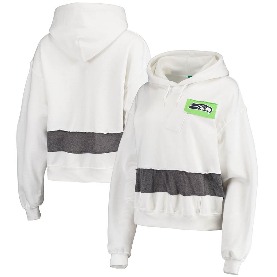 Seattle Seahawks Refried Apparel Women's Sustainable Crop Dolman Pullover Hoodie - White