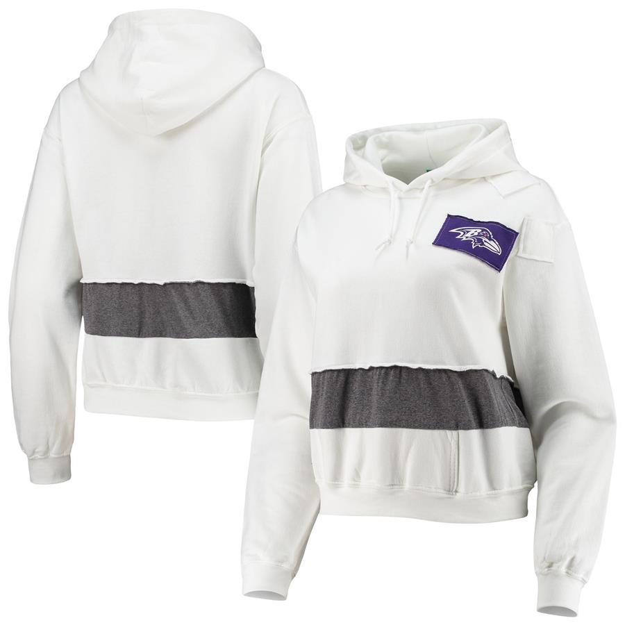 Baltimore Ravens Refried Apparel Women's Sustainable Crop Dolman Pullover Hoodie - White