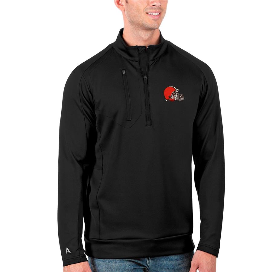 Cleveland Browns Antigua Generation Quarter-Zip Pullover Jacket - Black