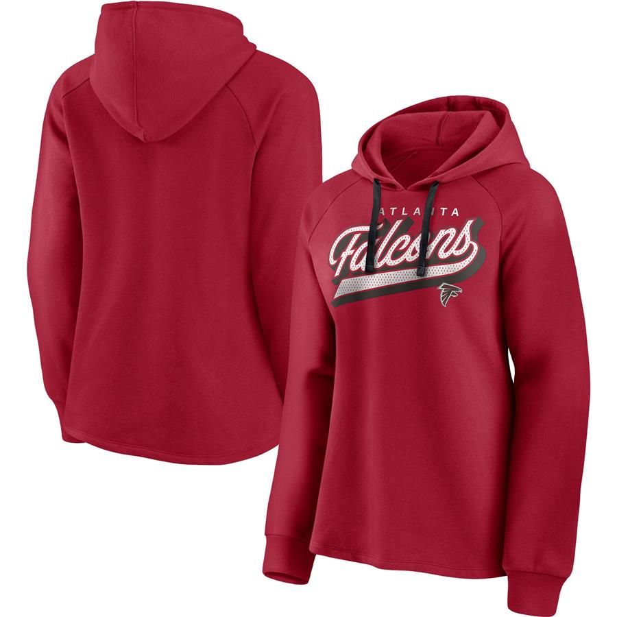 Atlanta Falcons Fanatics Branded Women's First Contact Raglan Pullover Hoodie - Red