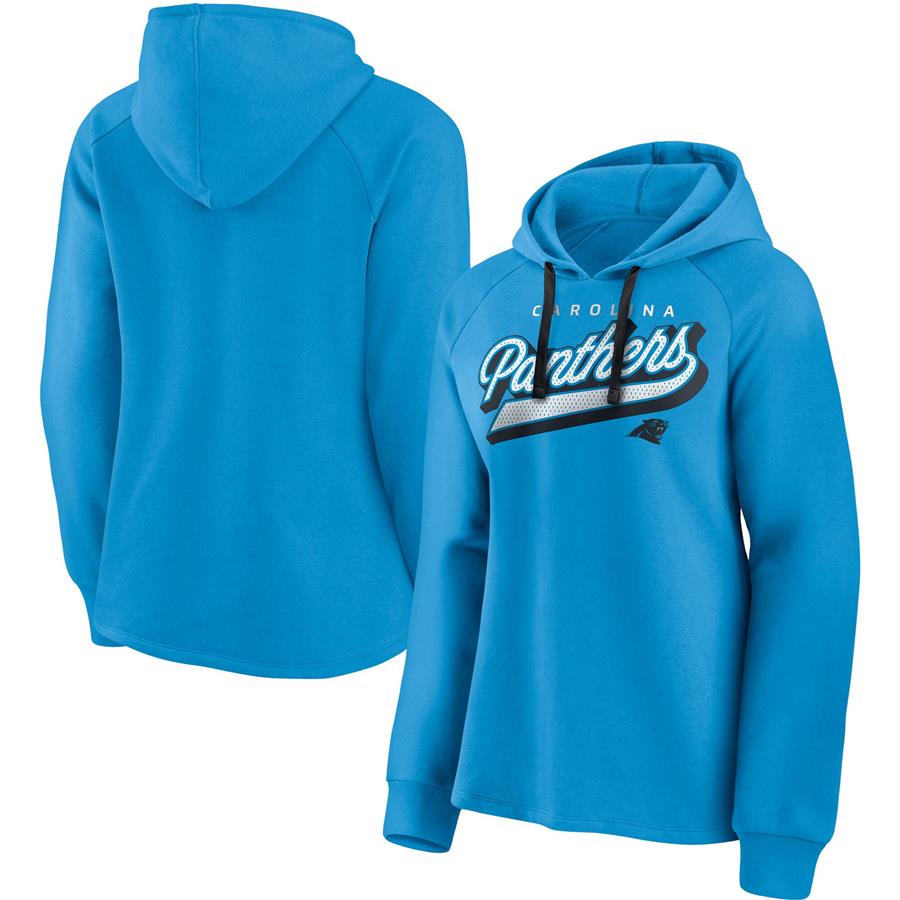 Carolina Panthers Fanatics Branded Women's First Contact Raglan Pullover Hoodie - Blue