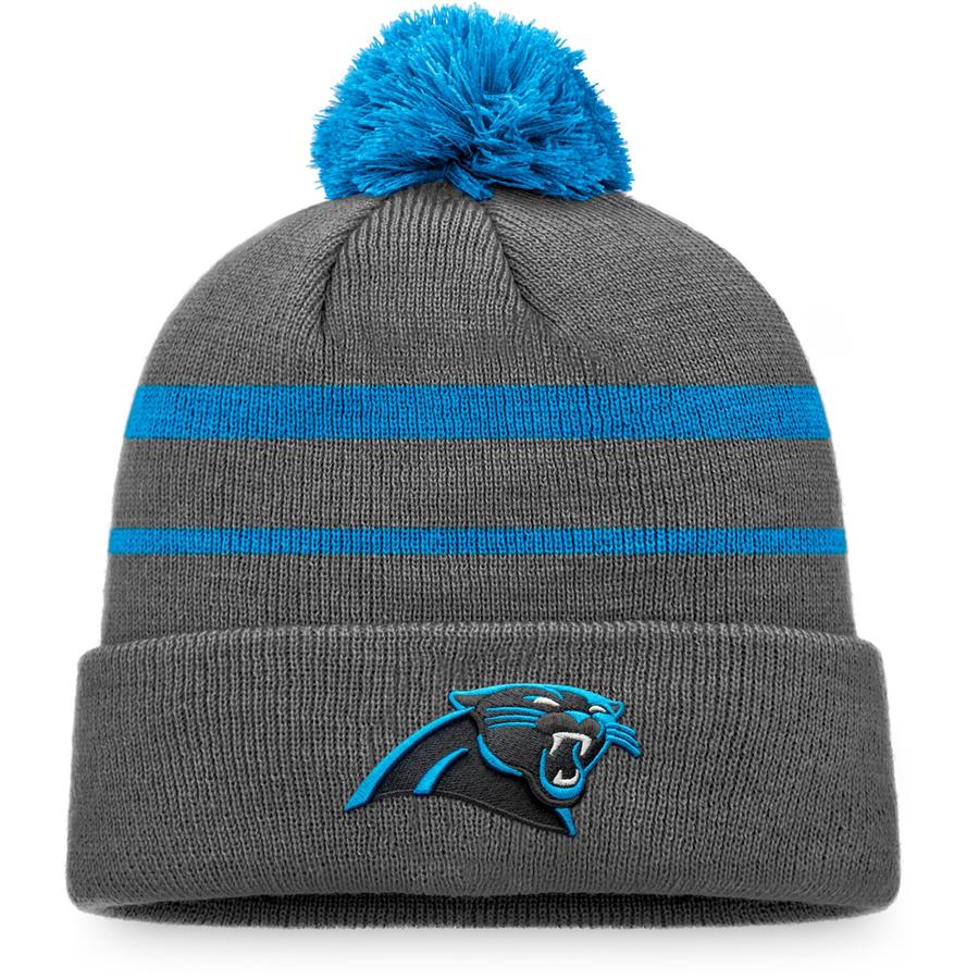 Carolina Panthers Fanatics Branded Fleet Cuffed Knit Hat with Pom - Charcoal