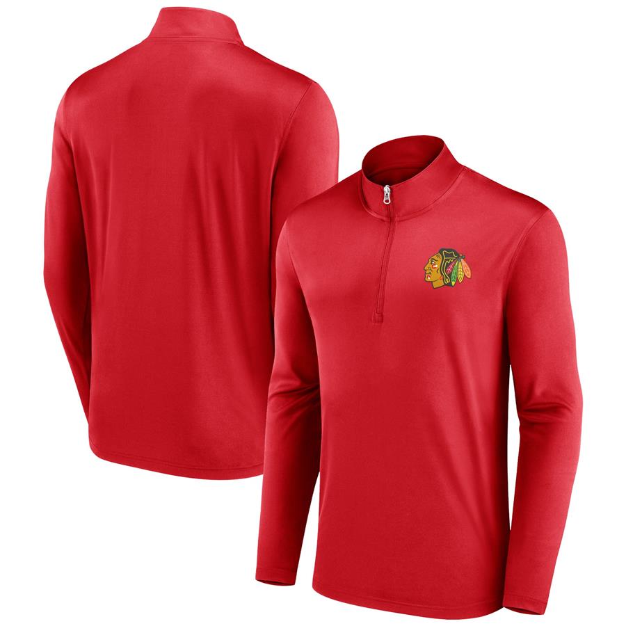 Chicago Blackhawks Fanatics Branded Underdog Mindset Quarter-Zip Jacket - Red
