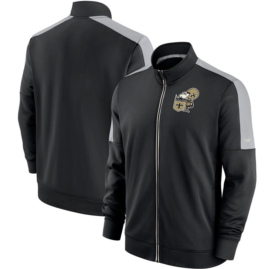 New Orleans Saints Nike Historic Track Full-Zip Jacket - Black