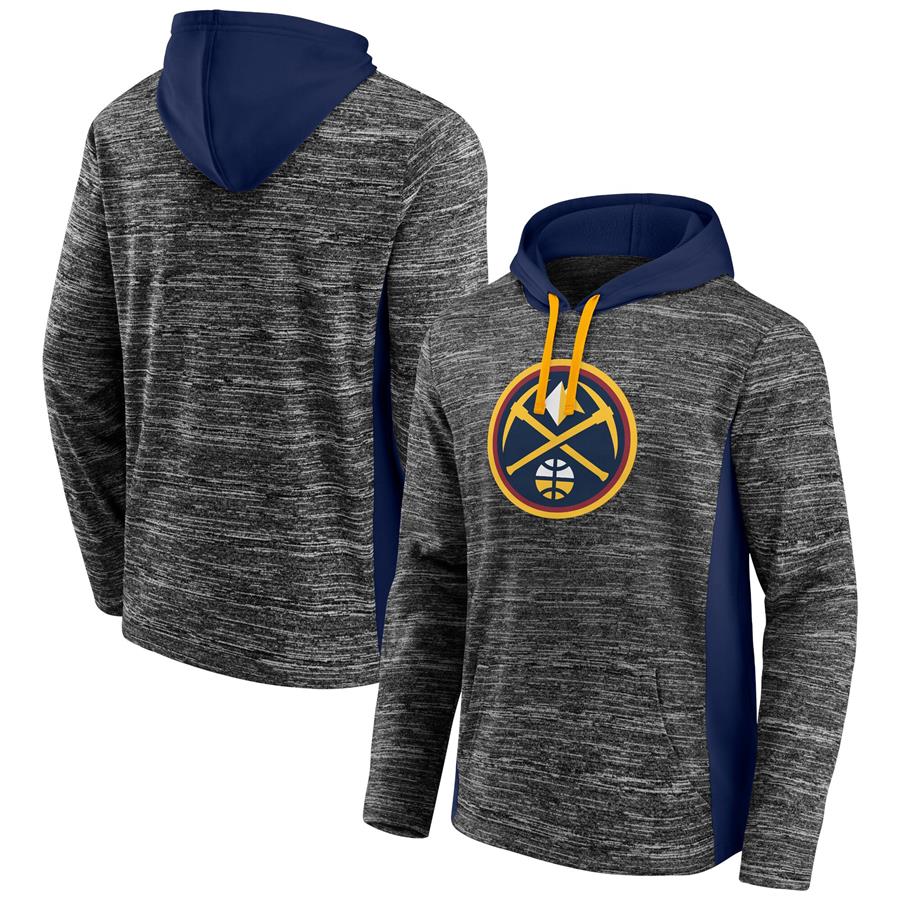 Denver Nuggets Fanatics Branded Instant Replay Colorblocked Pullover Hoodie - Heathered Charcoal
