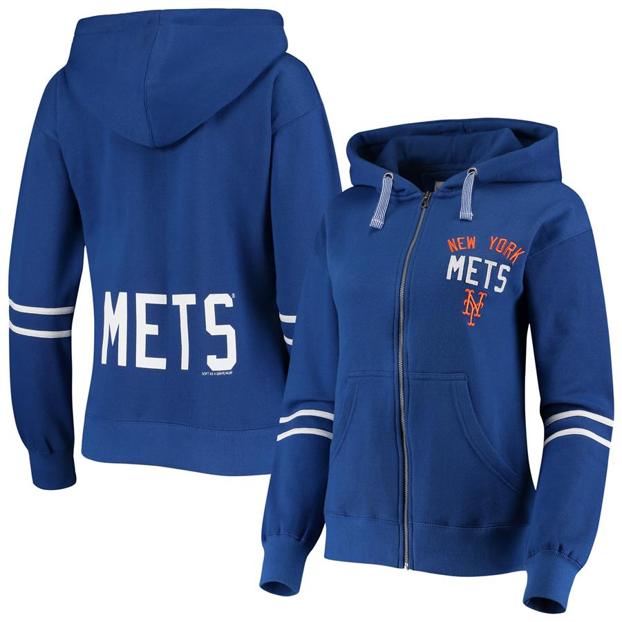 New York Mets Soft as a Grape Women's Full-Zip Hoodie Jacket - Royal