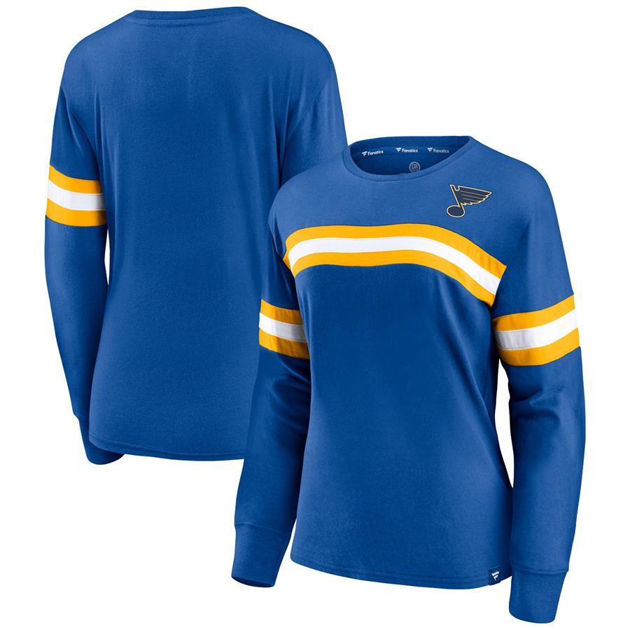 St. Louis Blues Fanatics Branded Women's Block Party Primary Logo Long Sleeve T-Shirt - Blue