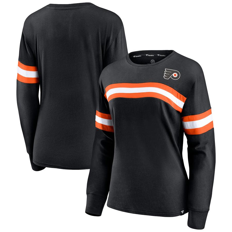 Philadelphia Flyers Fanatics Branded Women's Block Party Primary Logo Fashion Long Sleeve T-Shirt - Black