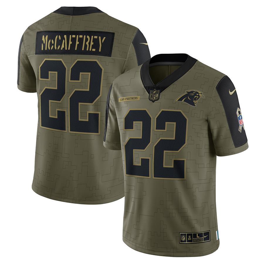 Christian McCaffrey Carolina Panthers Nike 2021 Salute To Service Limited Player Jersey - Olive