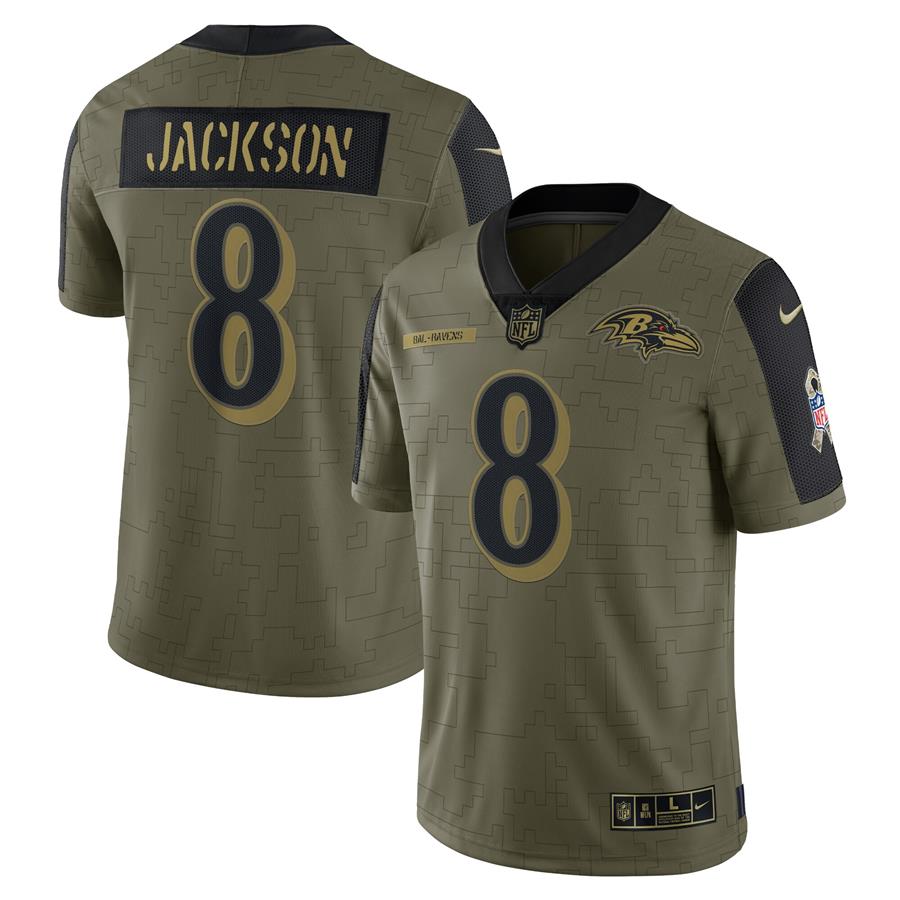 Lamar Jackson Baltimore Ravens Nike 2021 Salute To Service Limited Player Jersey - Olive