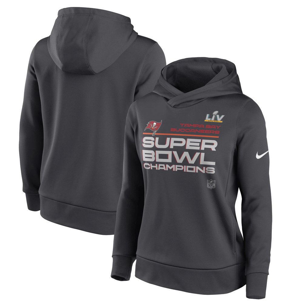 Tampa Bay Buccaneers Nike Women's Super Bowl LV Champions Locker Room Trophy Collection Pullover Hoodie - Anthracite