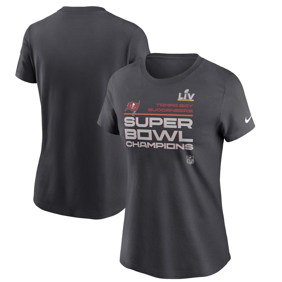 Tampa Bay Buccaneers Nike Women's Super Bowl LV Champions Locker Room Trophy Collection T-Shirt - Anthracite