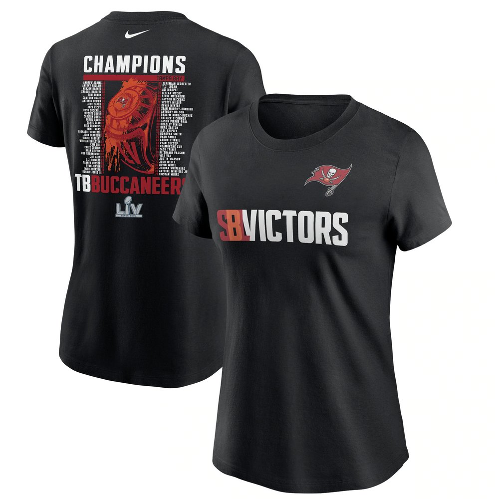 Tampa Bay Buccaneers Nike Women's Super Bowl LV Champions Roster T-Shirt - Black
