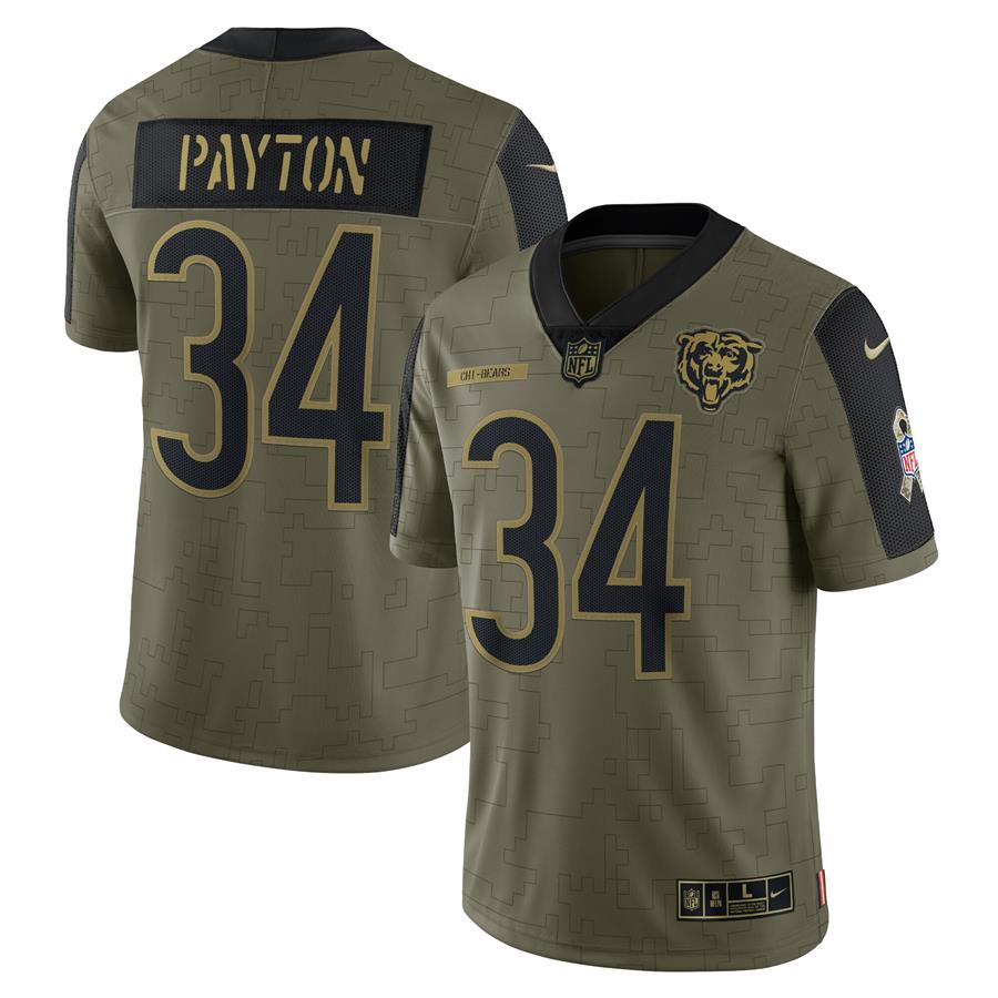 Walter Payton Chicago Bears Nike 2021 Salute To Service Retired Player Limited Jersey - Olive
