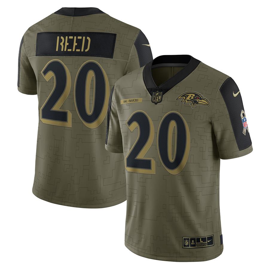 Ed Reed Baltimore Ravens Nike 2021 Salute To Service Retired Player Limited Jersey - Olive