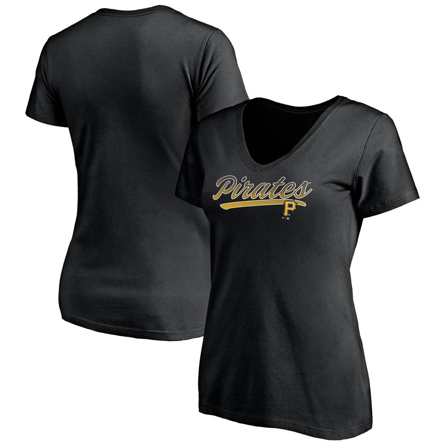 Pittsburgh Pirates Fanatics Branded Women's Steppin Up V-Neck T-Shirt - Black