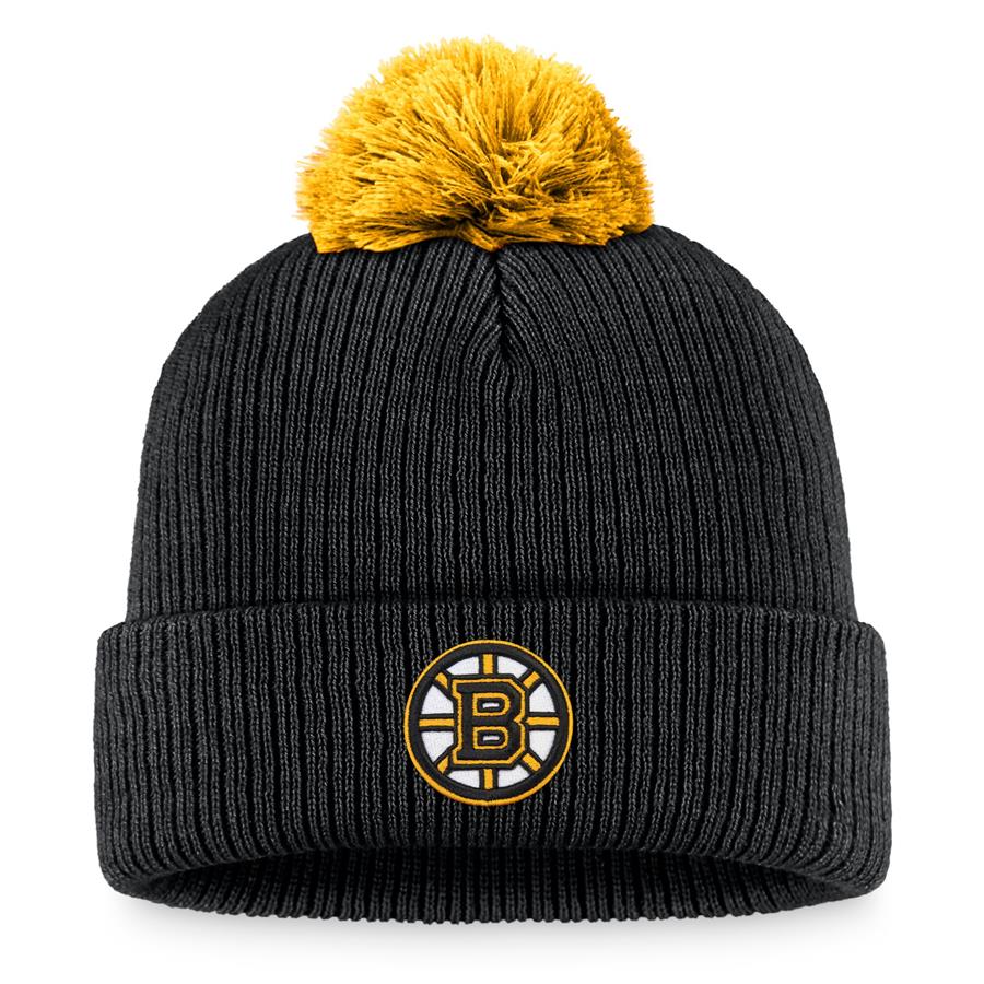 Boston Bruins Fanatics Branded Team Cuffed Knit Hat with Pom - Black