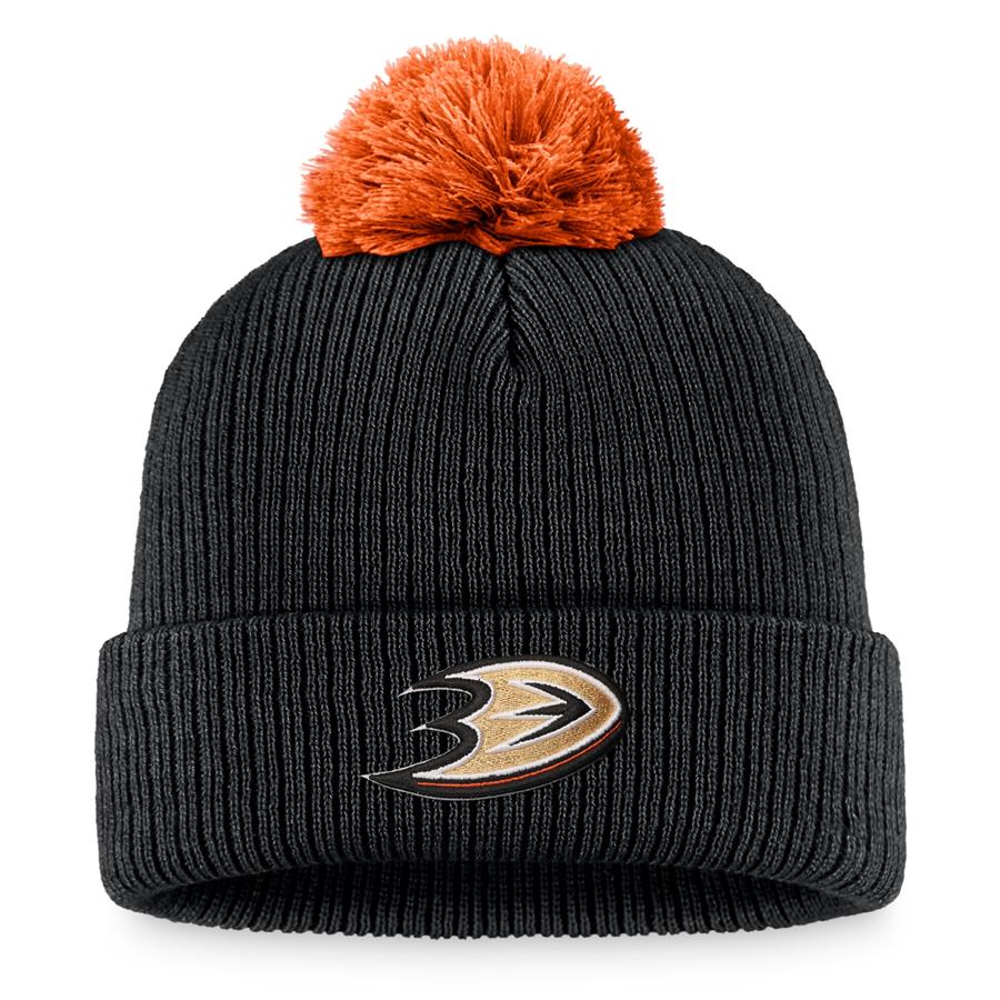 Anaheim Ducks Fanatics Branded Team Cuffed Knit Hat with Pom - Black