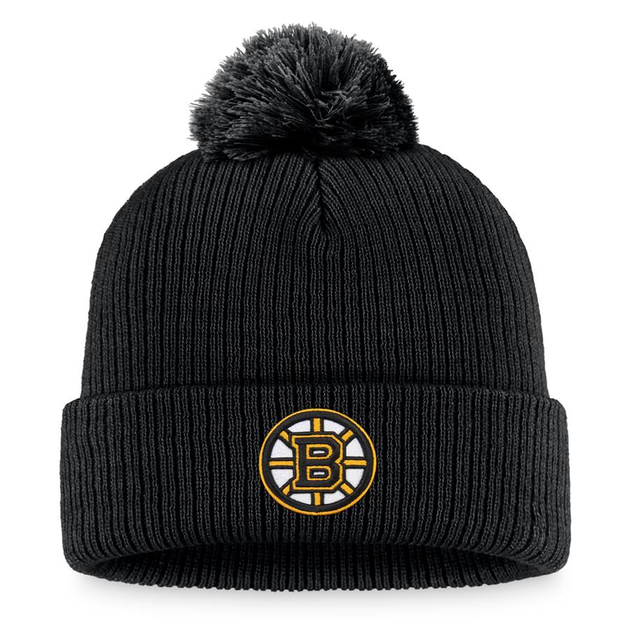 Boston Bruins Fanatics Branded Cuffed Knit Hat with Pom - Black