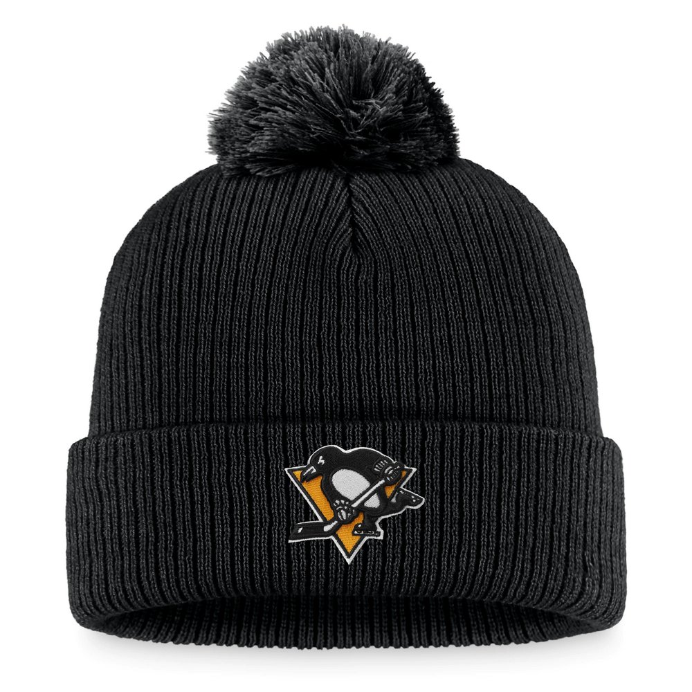 Pittsburgh Penguins Fanatics Branded Cuffed Knit Hat with Pom - Black