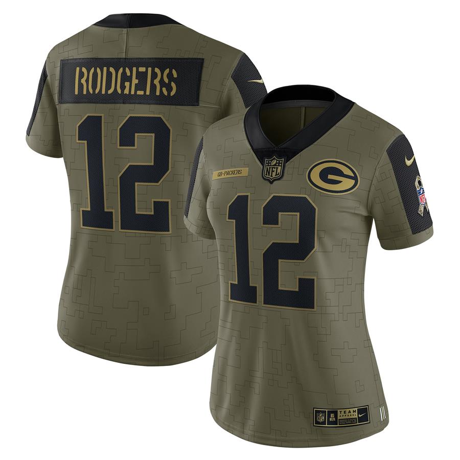 Aaron Rodgers Green Bay Packers Nike Women's 2021 Salute To Service Limited Player Jersey - Olive