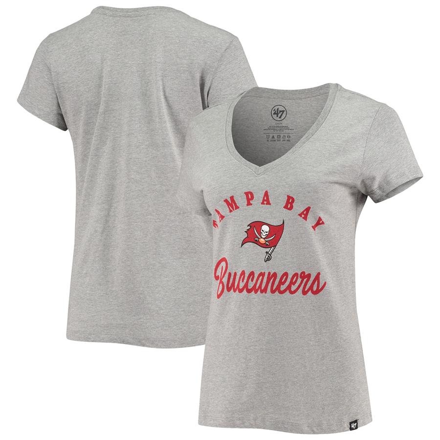 Tampa Bay Buccaneers '47 Women's Script V-Neck T-Shirt - Heathered Gray