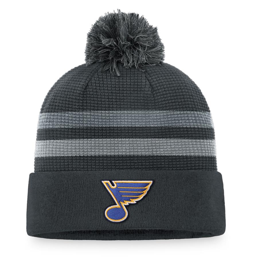 St. Louis Blues Fanatics Branded Authentic Pro Home Ice Cuffed Knit Hat with Pom - Charcoal