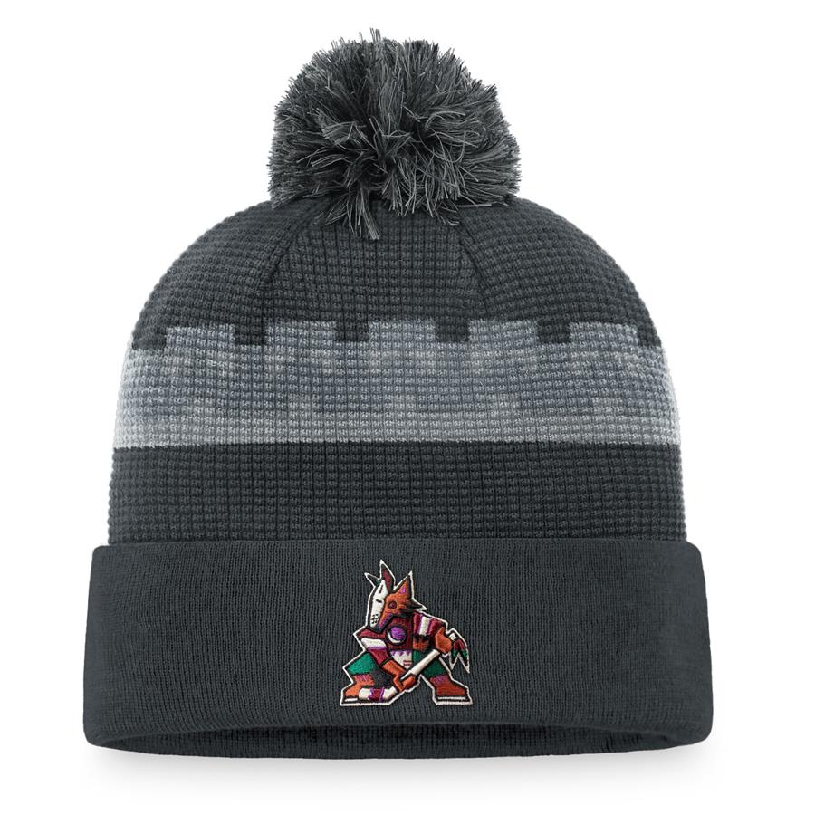 Arizona Coyotes Fanatics Branded Authentic Pro Home Ice Cuffed Knit Hat with Pom - Charcoal