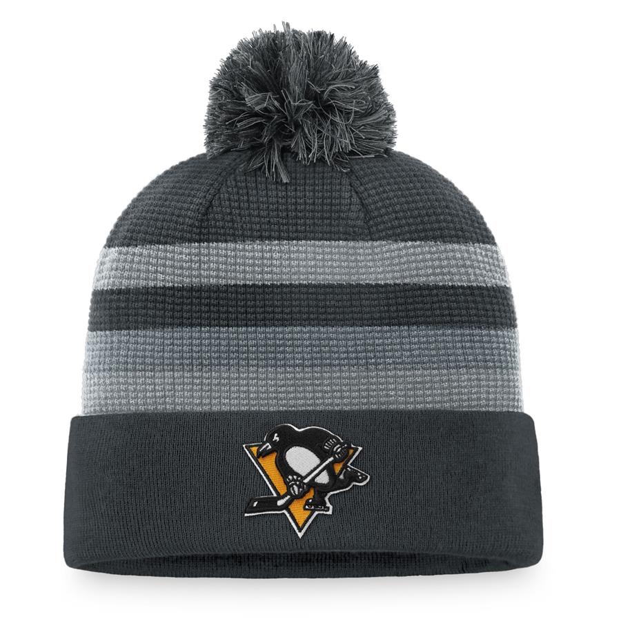Pittsburgh Penguins Fanatics Branded Authentic Pro Home Ice Cuffed Knit Hat with Pom - Charcoal