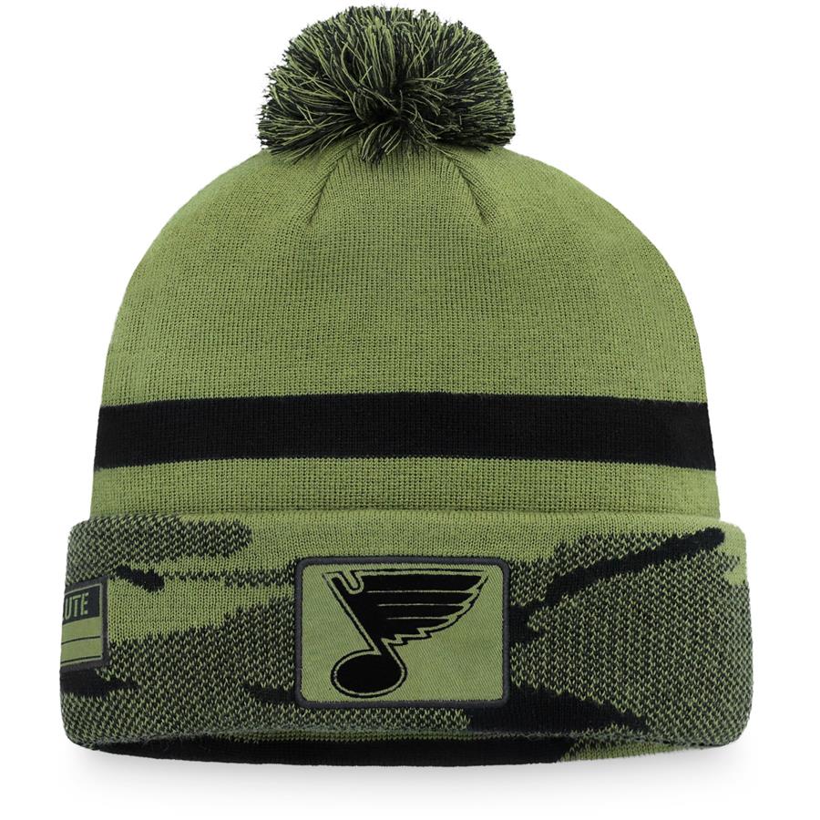 St. Louis Blues Fanatics Branded Military Appreciation Cuffed Knit Hat with Pom - Camo