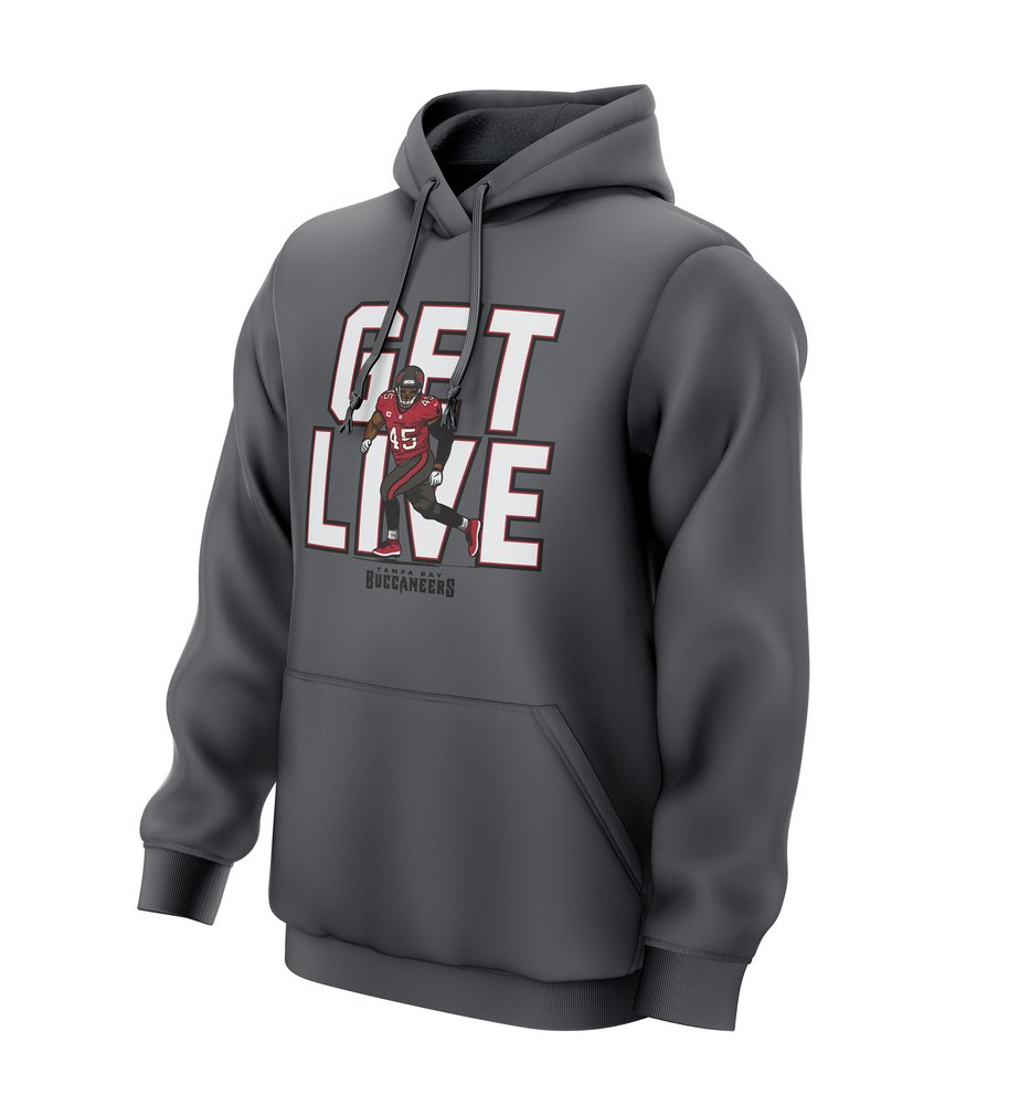 Devin White Tampa Bay Buccaneers Get Live 45 Player Graphic Pullover Hoodie - Charcoal