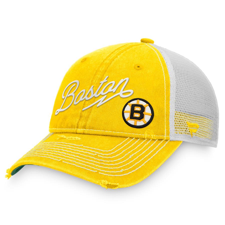 Boston Bruins Fanatics Branded Vintage Sport Resort Trucker Snapback Hat - Yellow