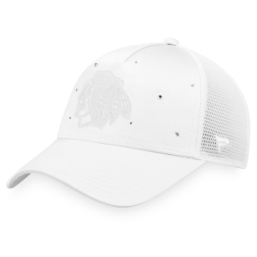 Chicago Blackhawks Fanatics Branded Women's Winter Lights Trucker Snapback Hat - White
