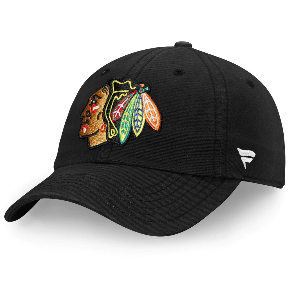 Chicago Blackhawks Fanatics Branded Core Primary Logo Adjustable Hat - Black
