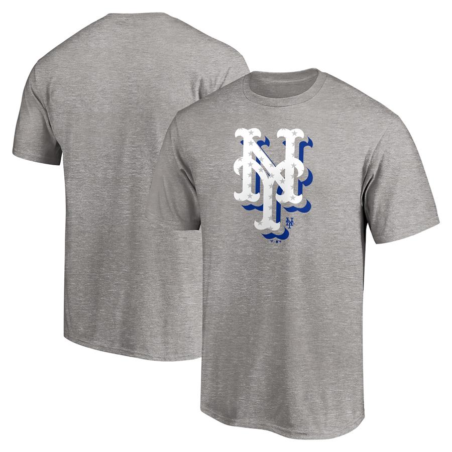 New York Mets Fanatics Branded Red White and Team Logo T-Shirt - Heathered Gray
