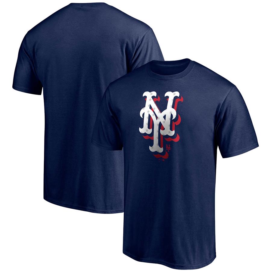 New York Mets Fanatics Branded Red White and Team Logo T-Shirt - Navy