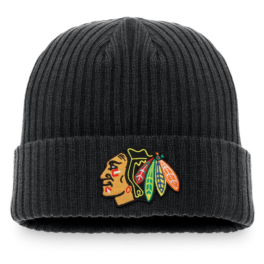 Chicago Blackhawks Fanatics Branded Core Primary Logo Cuffed Knit Hat - Black