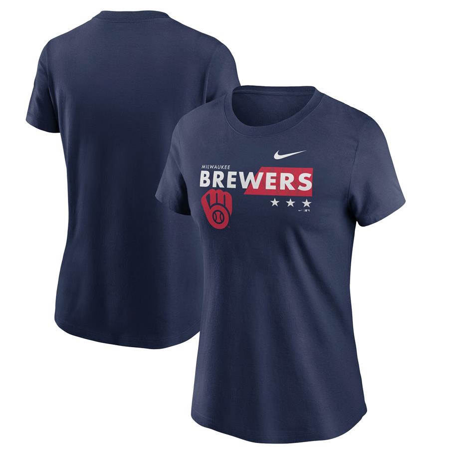 Milwaukee Brewers Nike Women's Americana T-Shirt - Navy
