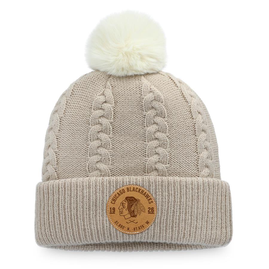 Chicago Blackhawks Fanatics Branded Women's Outdoor Play Cuffed Knit Hat with Pom - Natural
