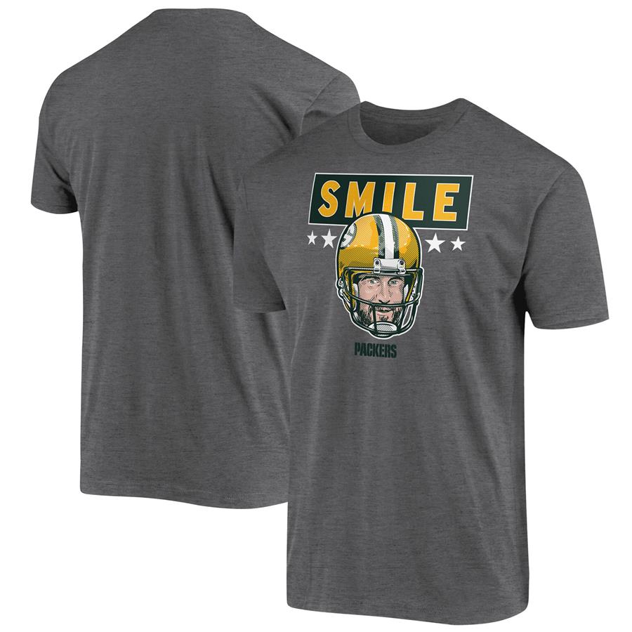 Aaron Rodgers Green Bay Packers Smile T-Shirt - Gray