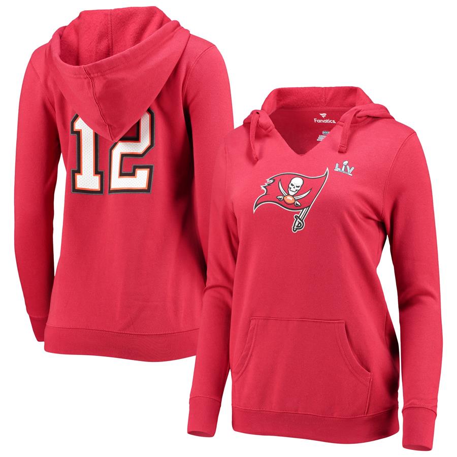 Tom Brady Tampa Bay Buccaneers Fanatics Branded Women's Super Bowl LV Champions Player Icon Pullover Hoodie - Red