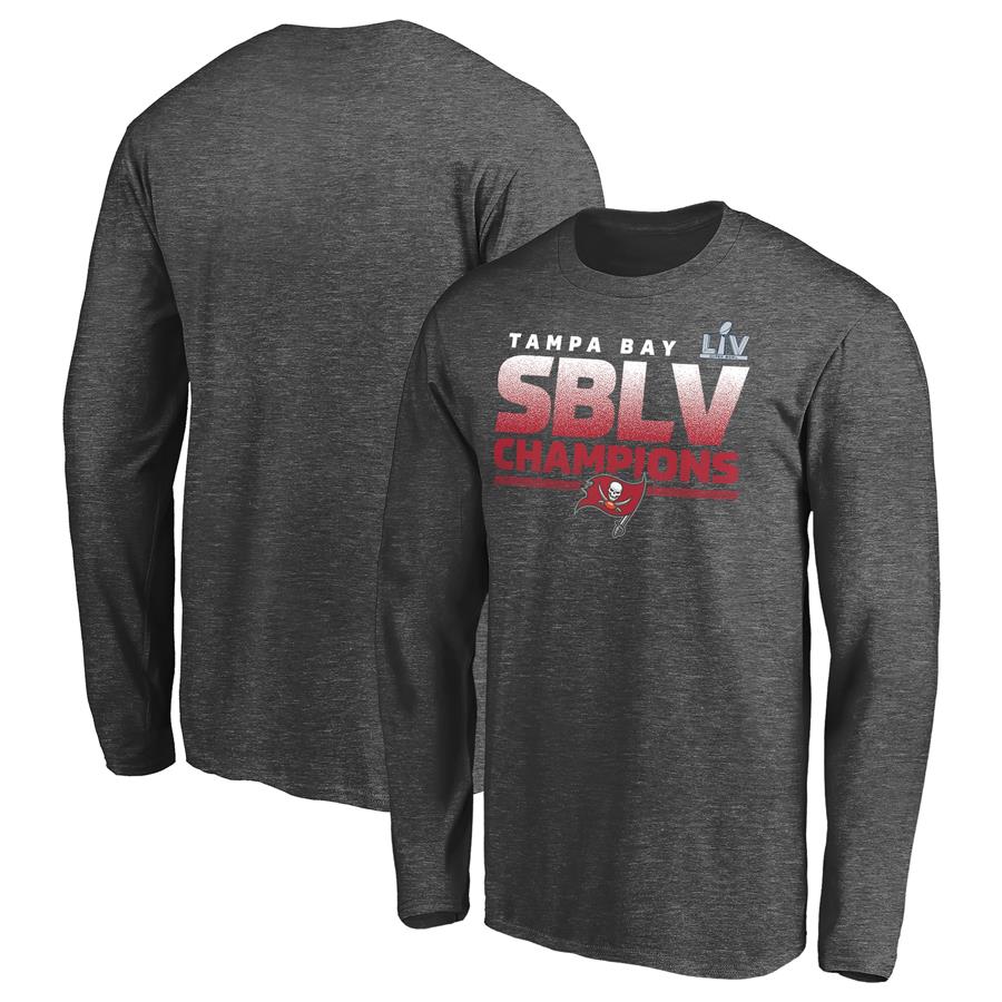 Tampa Bay Buccaneers Fanatics Branded Super Bowl LV Champions Kickoff Long Sleeve T-Shirt - Heathered Charcoal