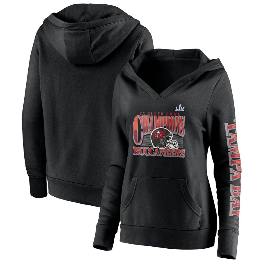 Tampa Bay Buccaneers Fanatics Branded Women's 2-Time Super Bowl Champions Nickel Sleeve Hit Pullover Hoodie - Black