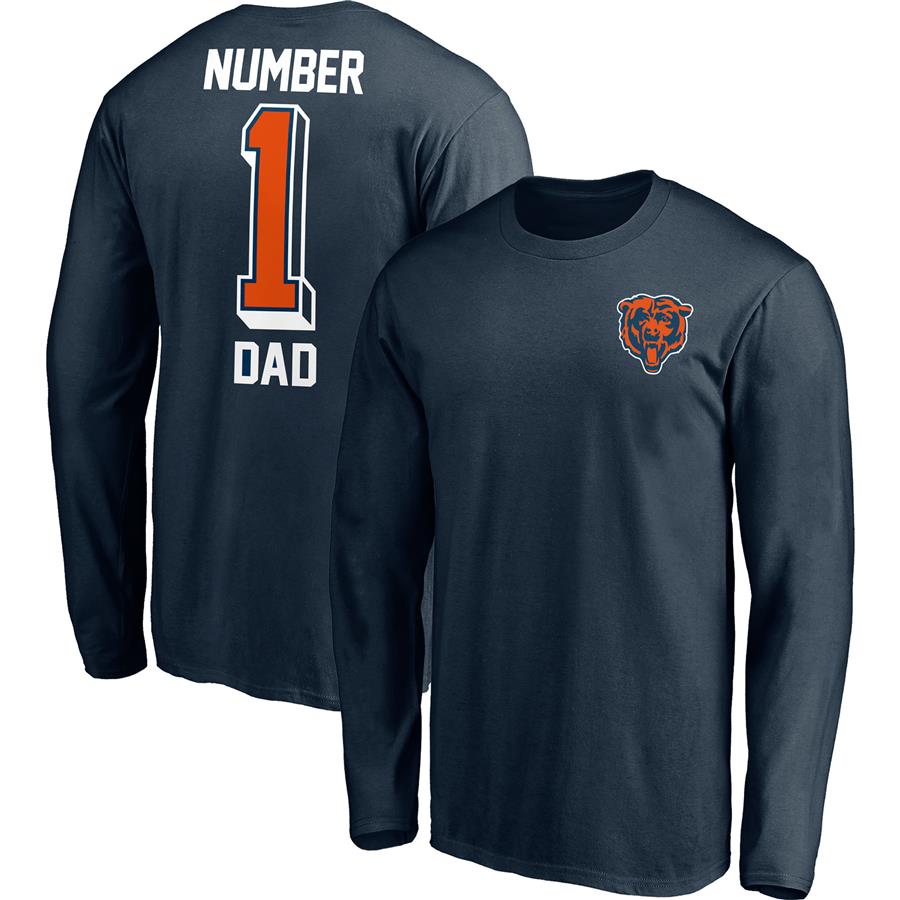 Chicago Bears Fanatics Branded #1 Dad Long Sleeve T-Shirt - Navy